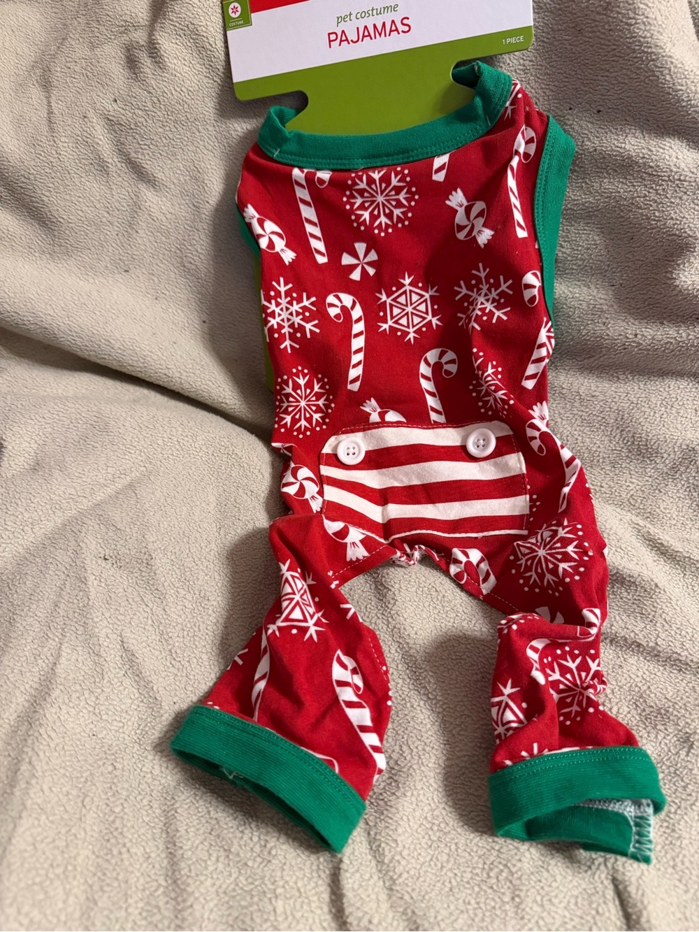 Holiday Candy Cane Dog Pajamas - Red & Green